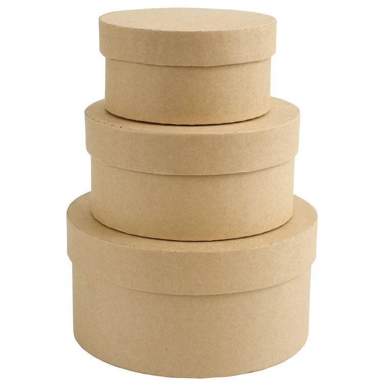 3-Piece Set of Round Cardboard Boxes