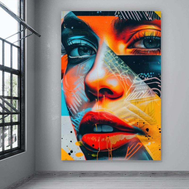 Poster Modernes abstraktes Gesicht einer Frau Hochformat