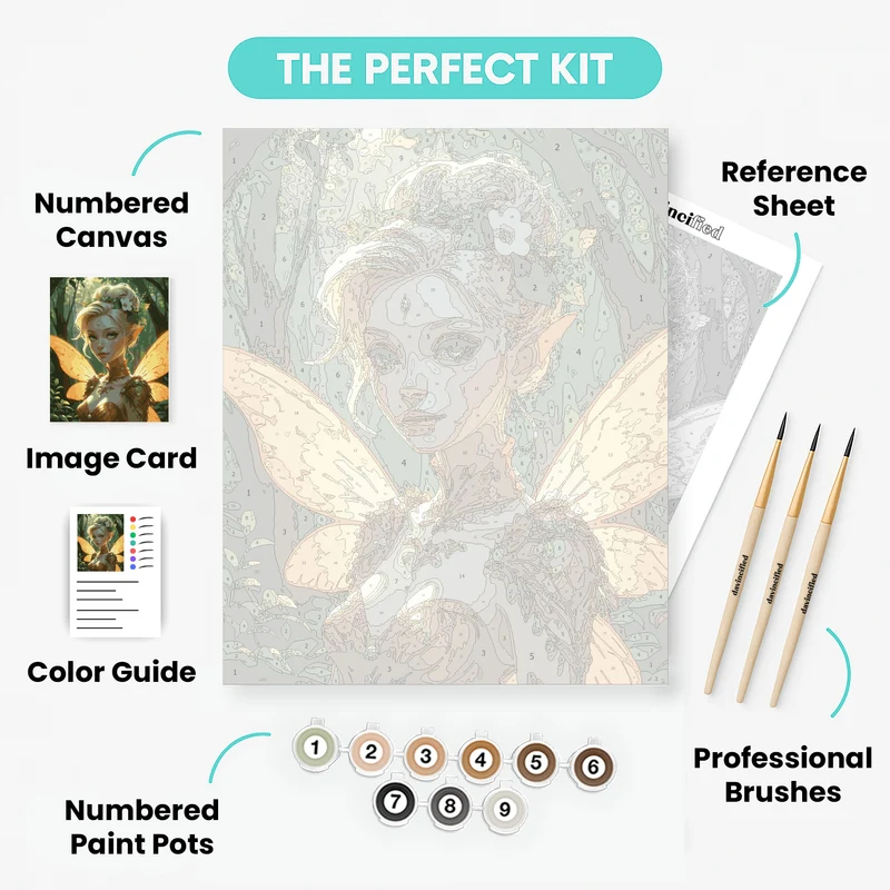 Forest Fairy with Golden Wings - Paint by Numbers Kit