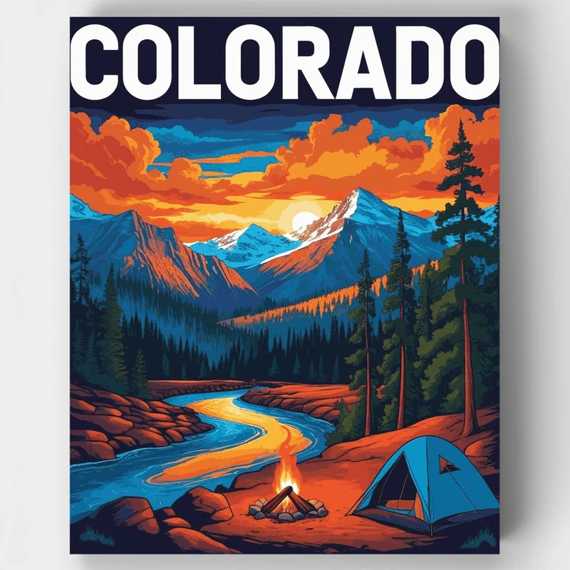 Colorado Camping Sunset - Paint by Numbers Kit