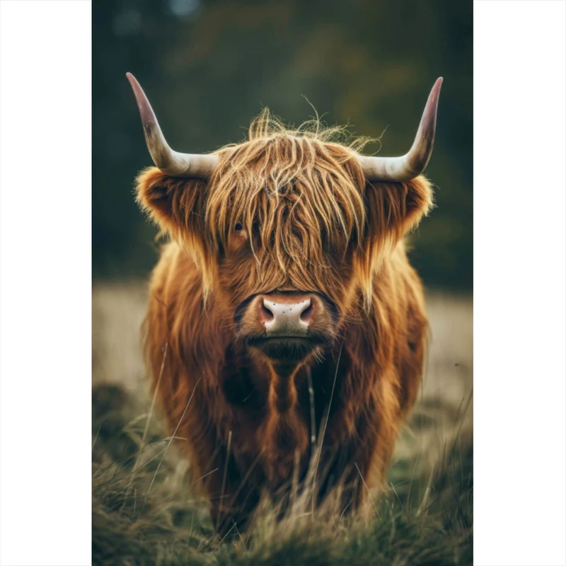 Spannrahmenbild Majestätisches Hochlandrind im Naturambiente Hochformat