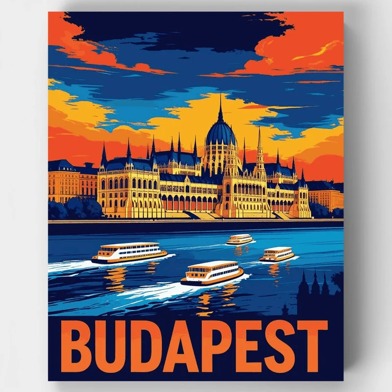 Budapest Parliament River Cruise - Paint by Numbers Kit