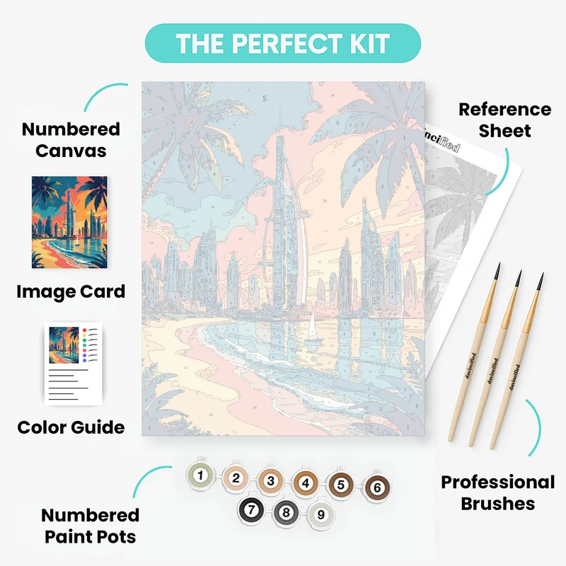 Dubai Burj Al Arab Sunset Beach - Paint by Numbers Kit