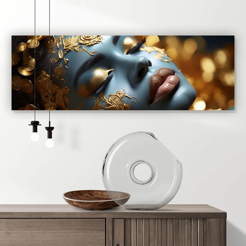 Poster Edles Gesicht mit goldenen Details Panorama