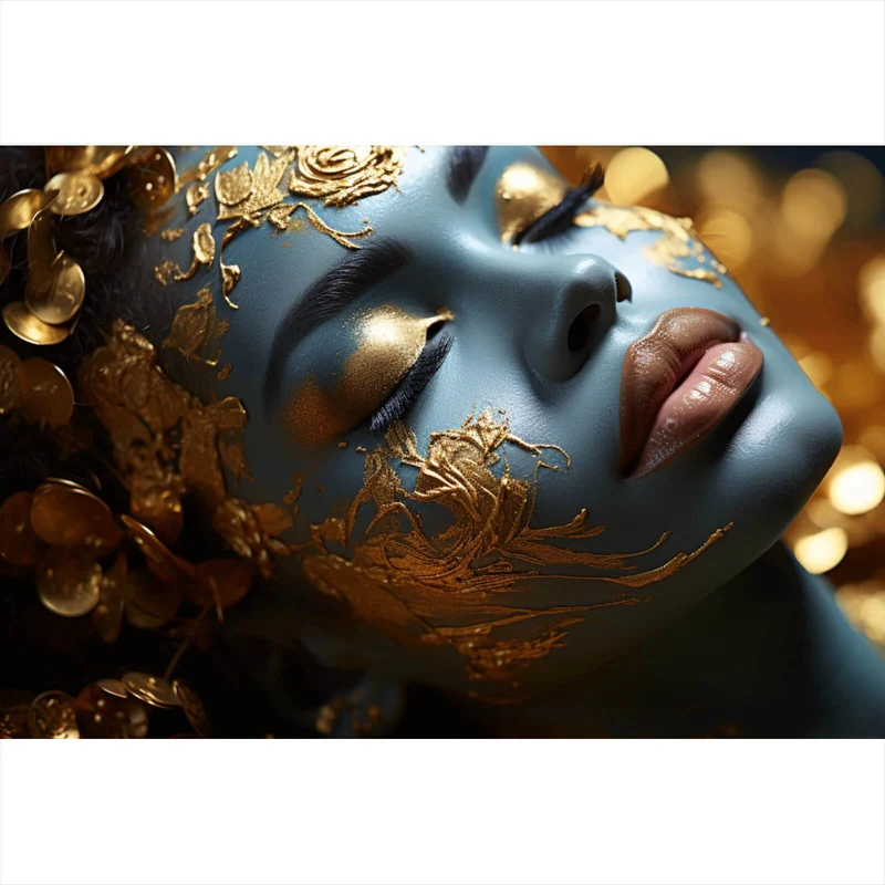 Spannrahmenbild Edles Gesicht mit goldenen Details Querformat