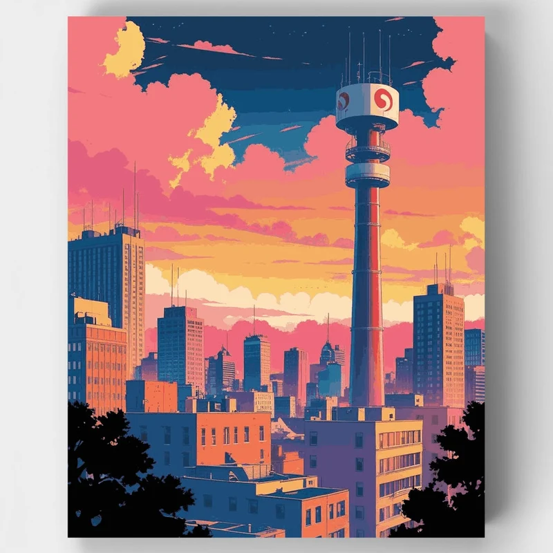 Johannesburg Skyline at Sunset - Paint by Numbers Kit