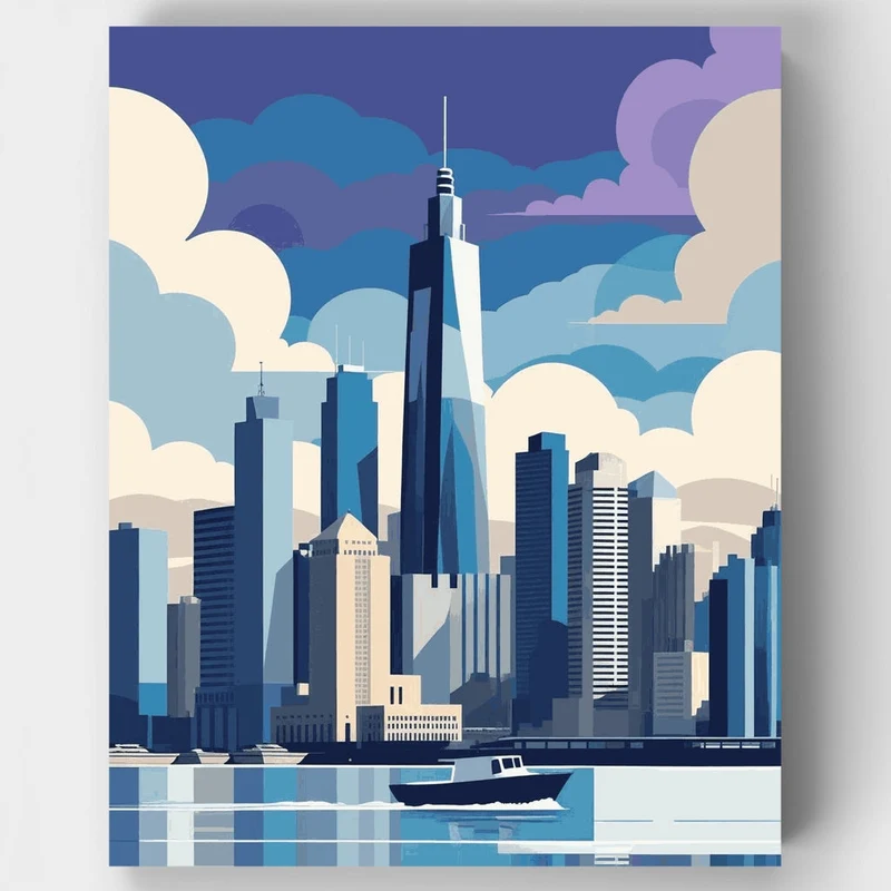 Manhattan Freedom Tower Waterfront - Paint by Numbers Kit