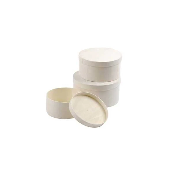 Create Craft - Round Wood Chip Box -10+11+13 cm -Poplar Tree -1 set