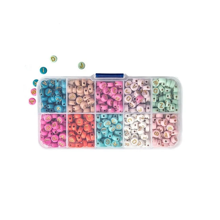 Letter Beads, 10 Pastel Colors, 282 pcs