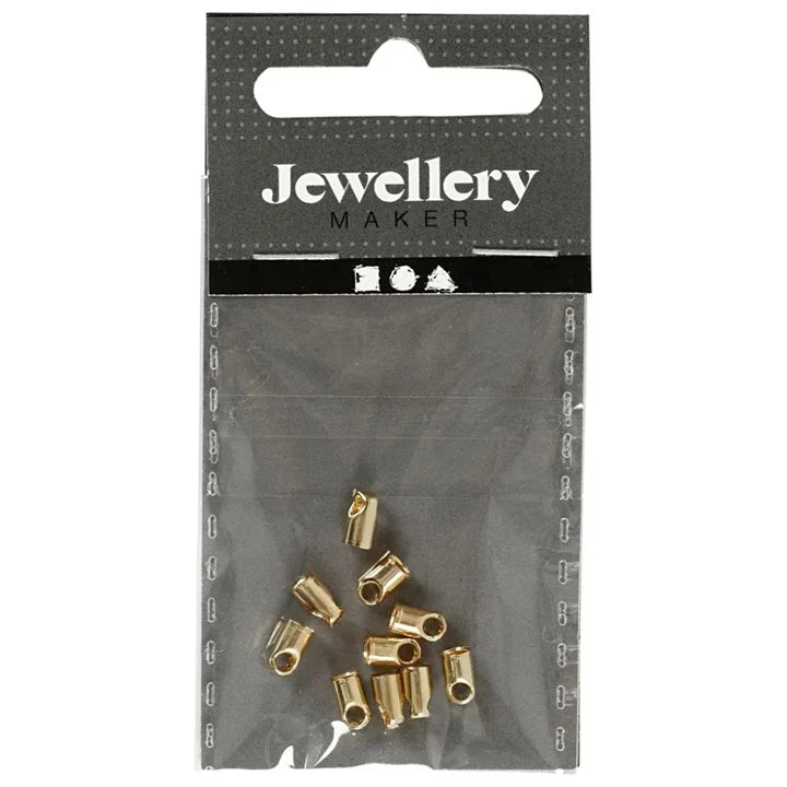 Jewelry End Caps with Loop, Gold, 3 mm, Set of 10