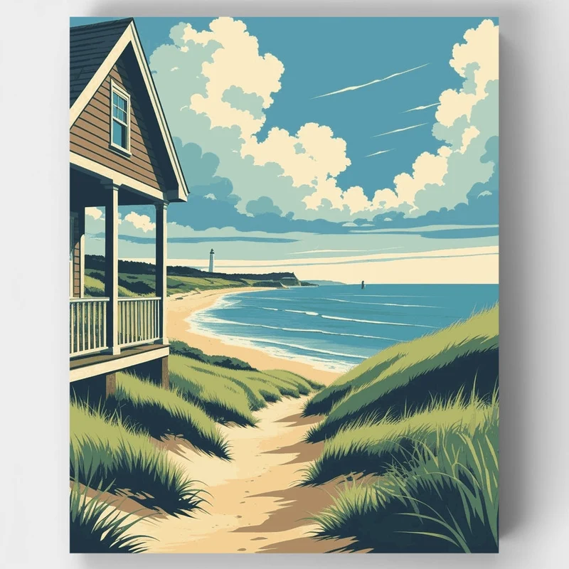 Cape Cod Coastal Cottage - Paint by Numbers Kit