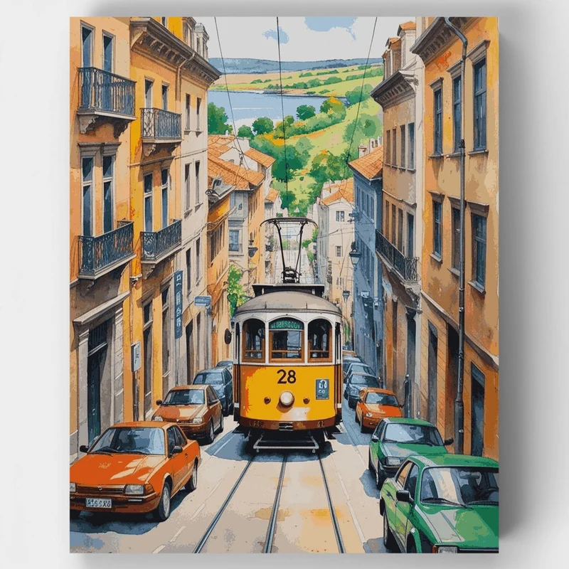 Lisbon Tram 28 - Paint by Numbers Kit