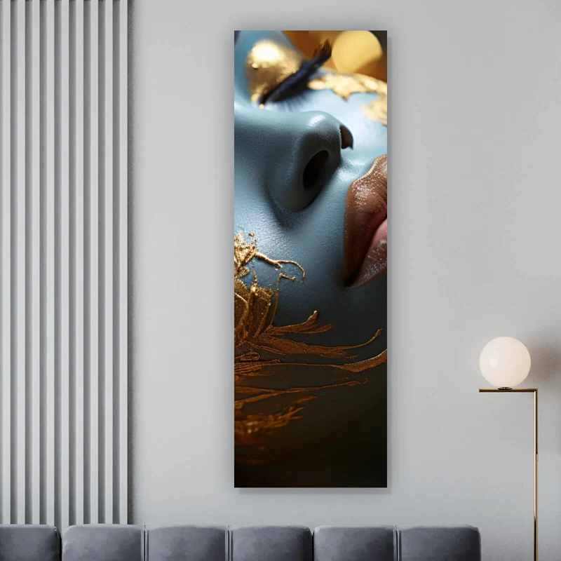 Aluminiumbild Edles Gesicht mit goldenen Details Panorama Hoch
