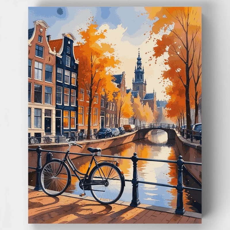 Amsterdam Autumn Canal - Paint by Numbers Kit