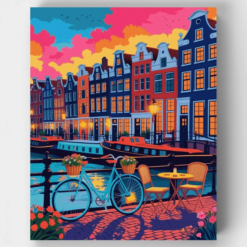 Amsterdam Canal at Dusk - Paint by Numbers Kit
