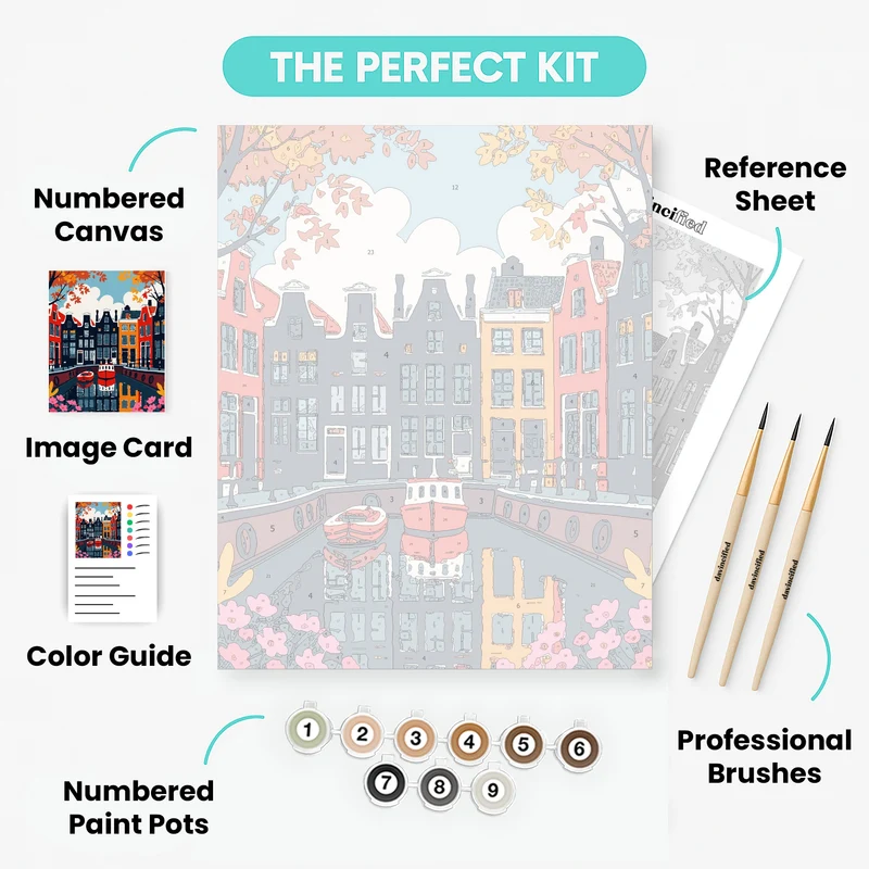 Amsterdam Canal in Autumn - Paint by Numbers Kit