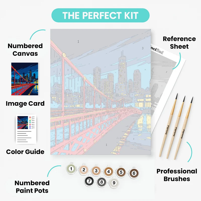 Chicago Night Bridge - Paint by Numbers Kit