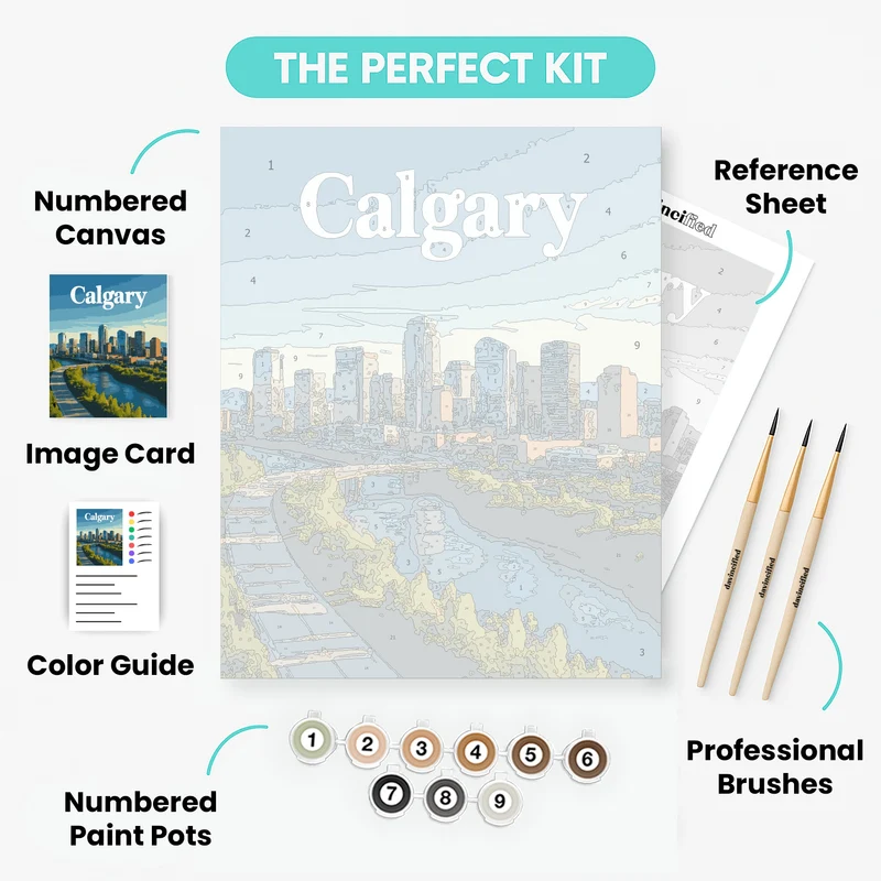 Calgary Summer Skyline with Bow River - Paint by Numbers Kit