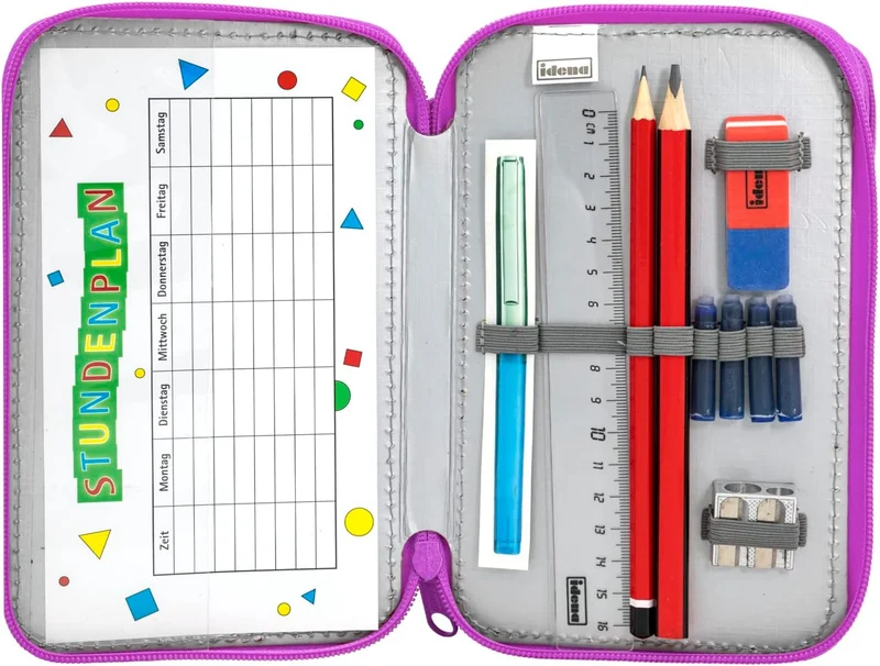 Idena Federmappe Triple Einhorn Lila - Komplettset für Schule und Freizeit
