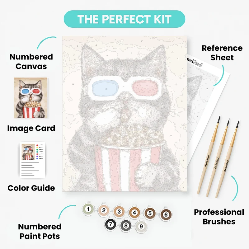 Movie Night Cat - Paint by Numbers Kit