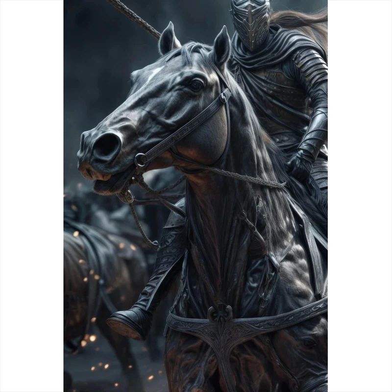 Spannrahmenbild Epische Schlacht mittelalterlicher Ritter Hochformat