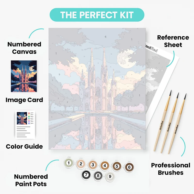 Gothic Cathedral by Moonlight - Paint by Numbers Kit