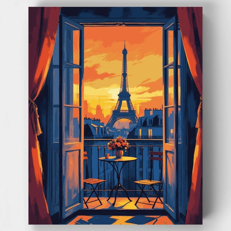 Paris Balcony at Sunset - Paint by Numbers Kit