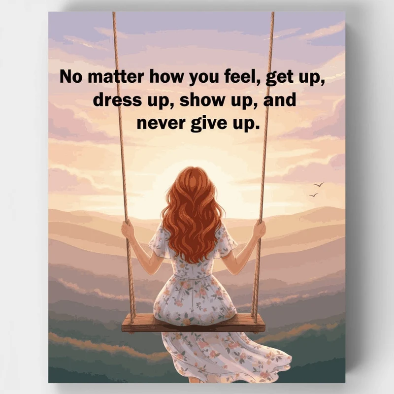 Never Give Up Swing Girl Sunset - Paint by Numbers Kit