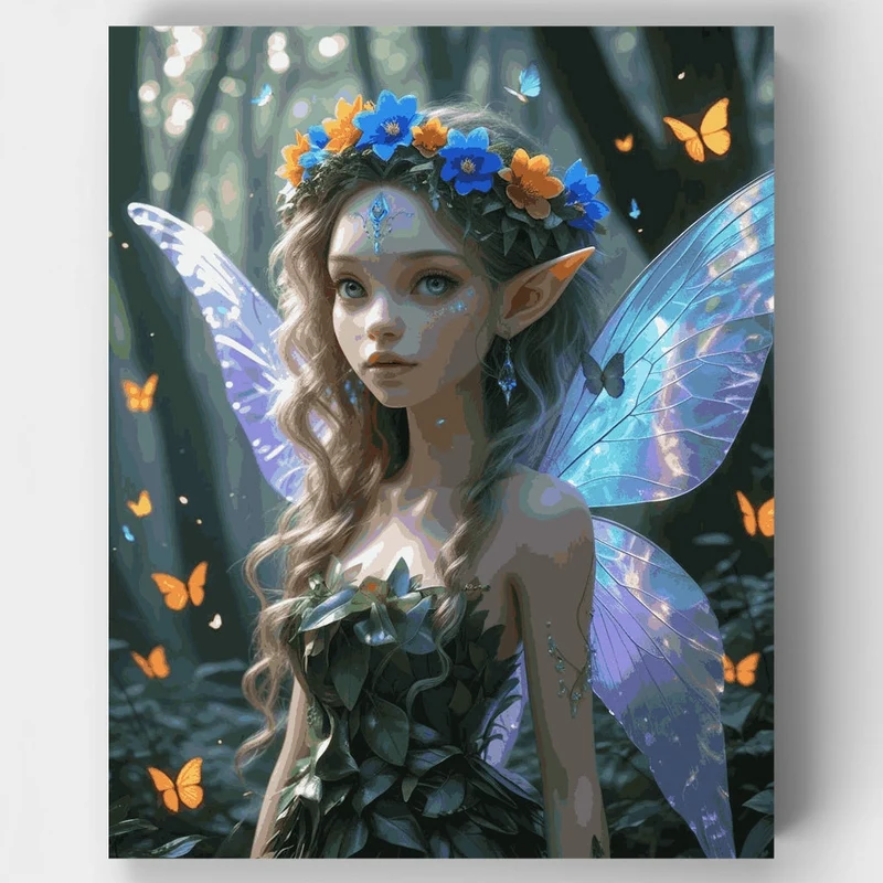 Forest Fairy with Butterfly Wings - Paint by Numbers Kit
