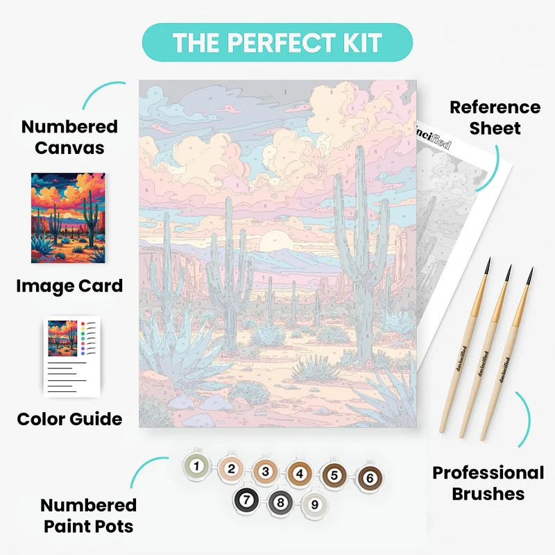 Arizona Desert Saguaro Twilight - Paint by Numbers Kit