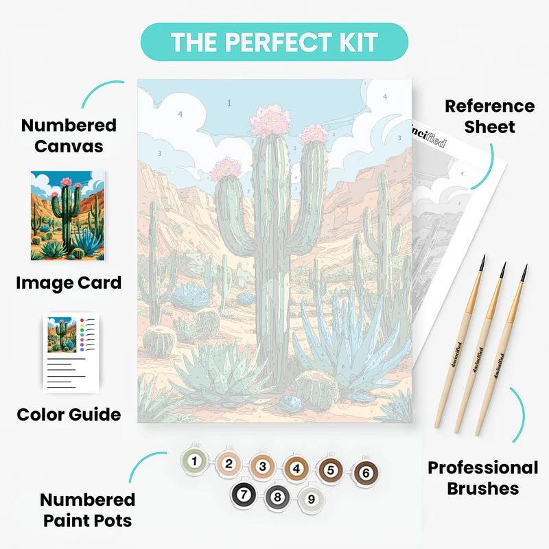 Arizona Desert Cactus Bloom - Paint by Numbers Kit
