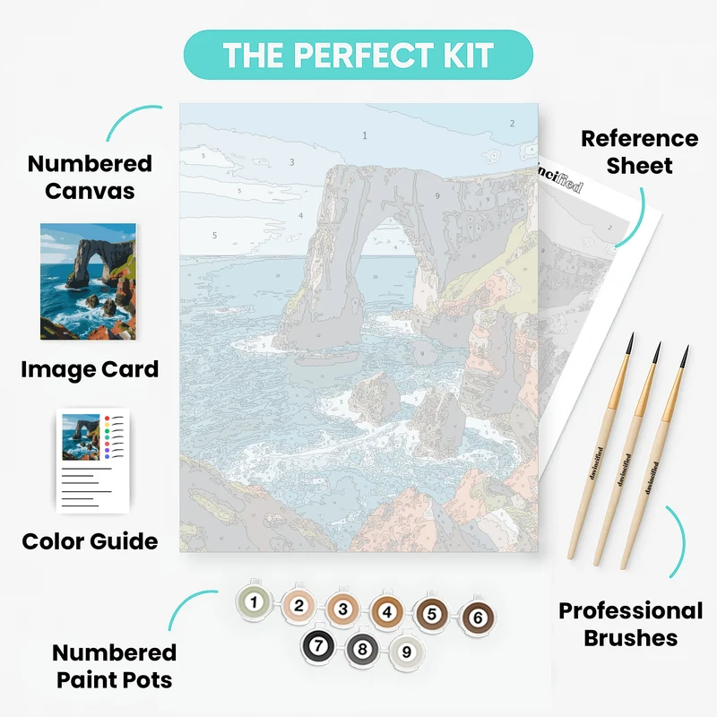 Cornwall Sea Arch Coastal Cliffs - Paint by Numbers Kit