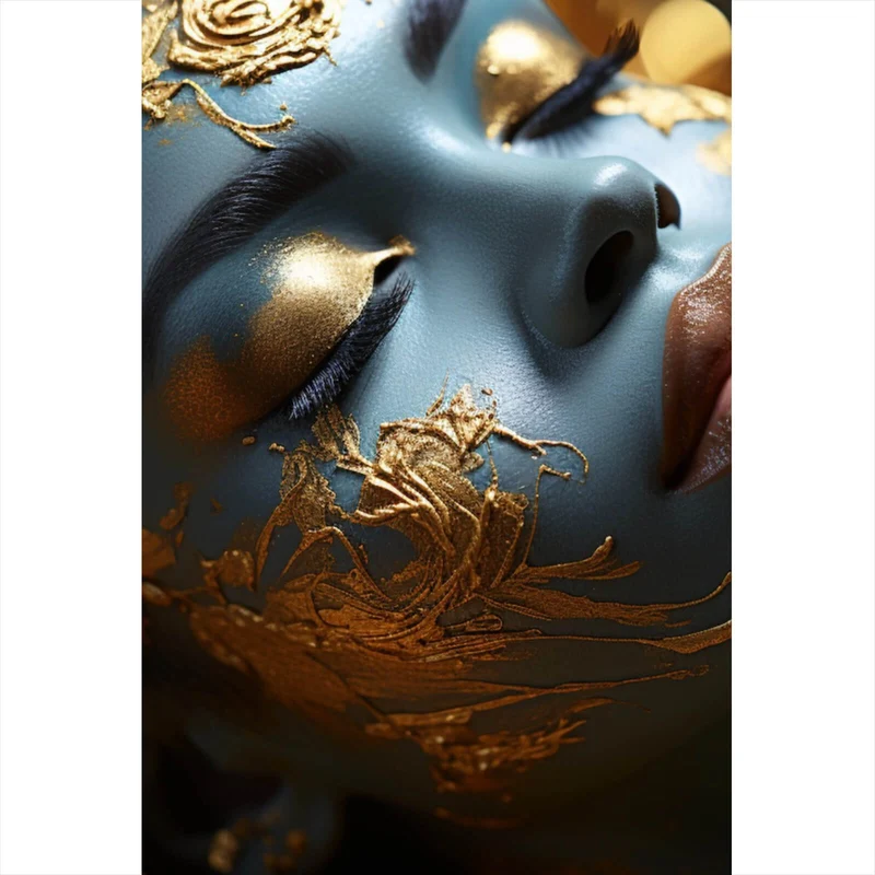 Acrylglasbild Edles Gesicht mit goldenen Details Hochformat