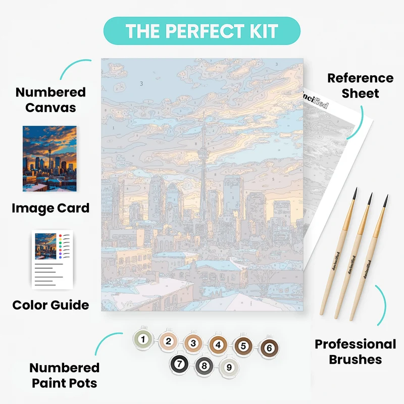 Calgary Winter Sunset Skyline - Paint by Numbers Kit