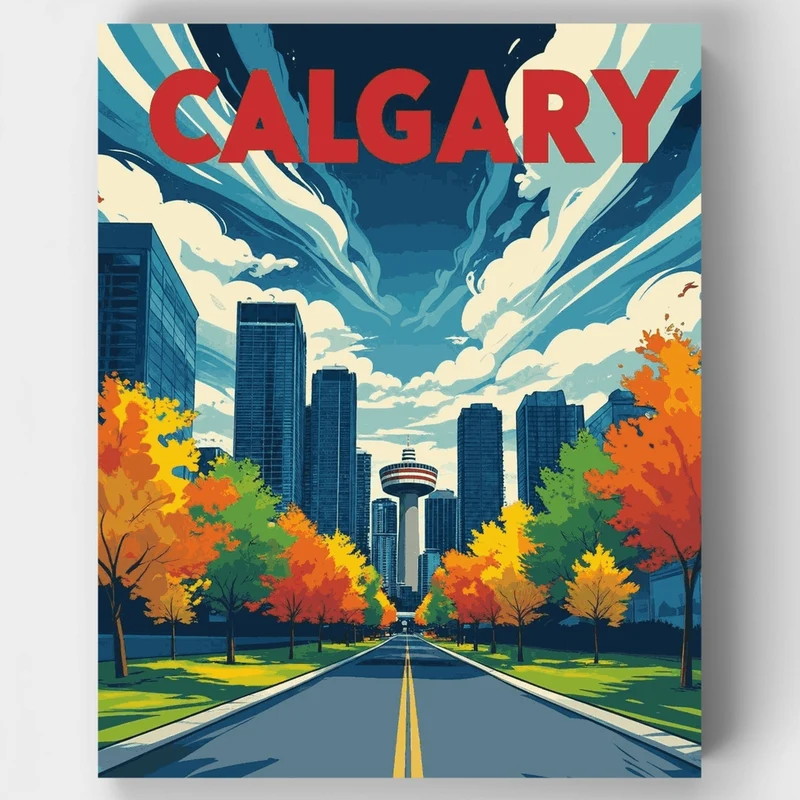 Calgary City Road in Autumn - Paint by Numbers Kit