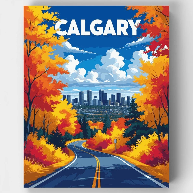 Calgary Autumn Road - Paint by Numbers Kit