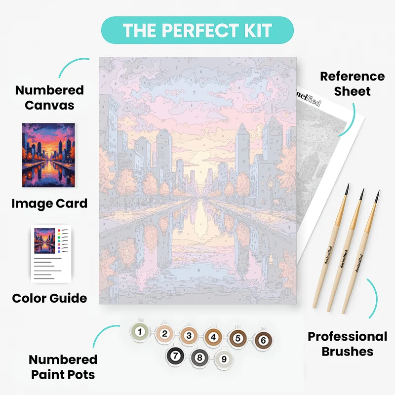 Chicago Sunset Canal - Paint by Numbers Kit
