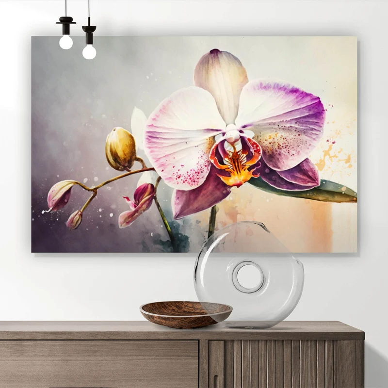 Poster Edle Aquarell Orchidee Querformat