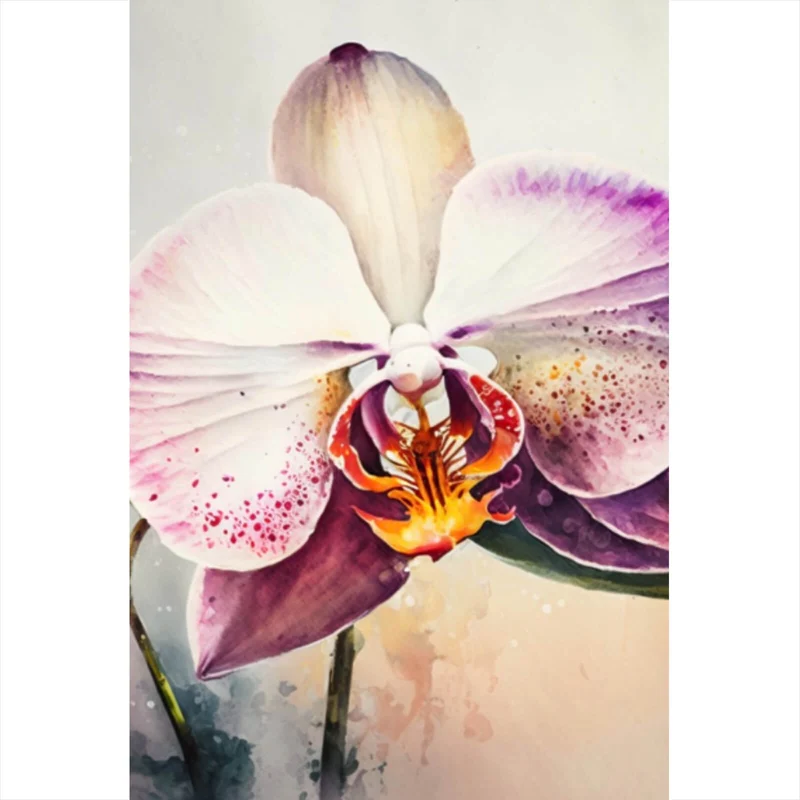Spannrahmenbild Edle Aquarell Orchidee Hochformat