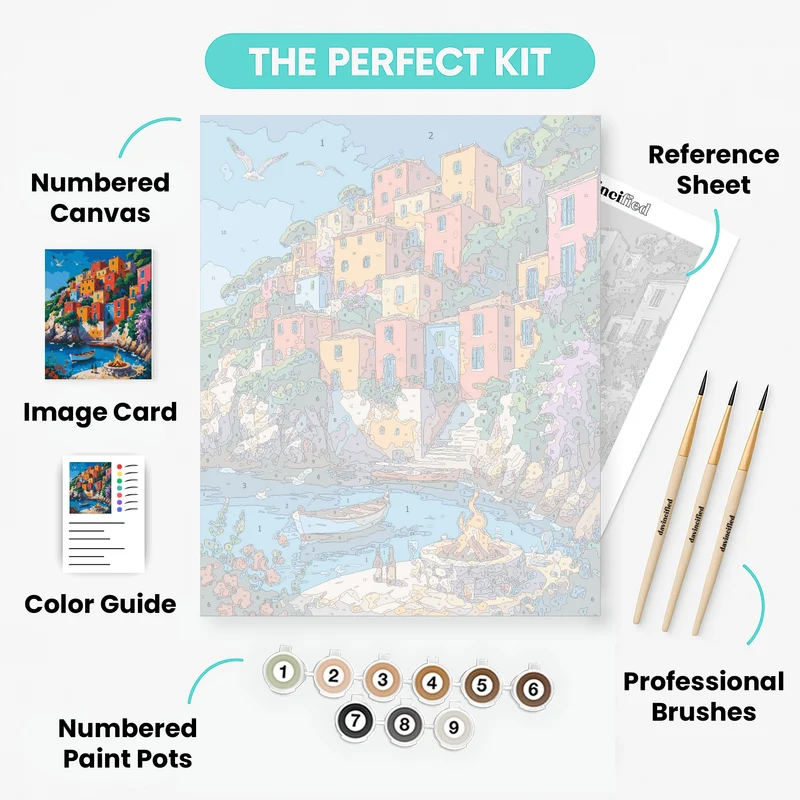 Cinque Terre Fireside Harbor - Paint by Numbers Kit
