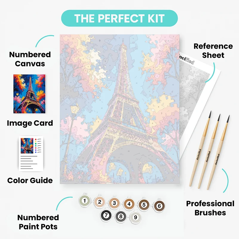 Eiffel Tower in Autumn Colors - Paint by Numbers Kit