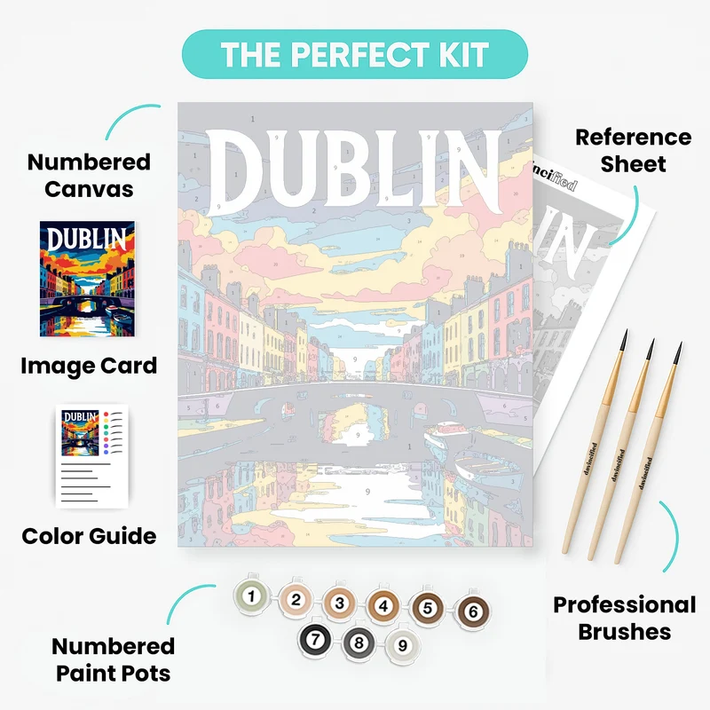 Dublin Colorful Canal Bridge - Paint by Numbers Kit