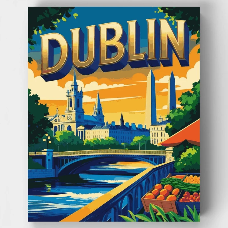 Dublin Golden Sunset Riverside - Paint by Numbers Kit