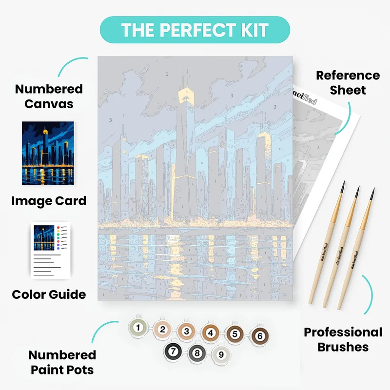 Chicago Night Skyline - Paint by Numbers Kit