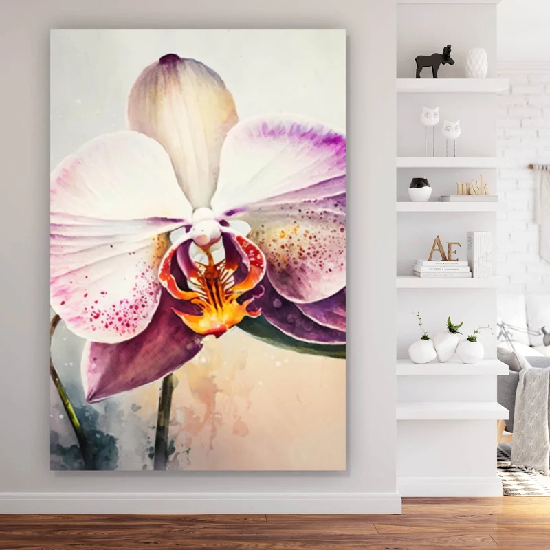 Poster Edle Aquarell Orchidee Hochformat