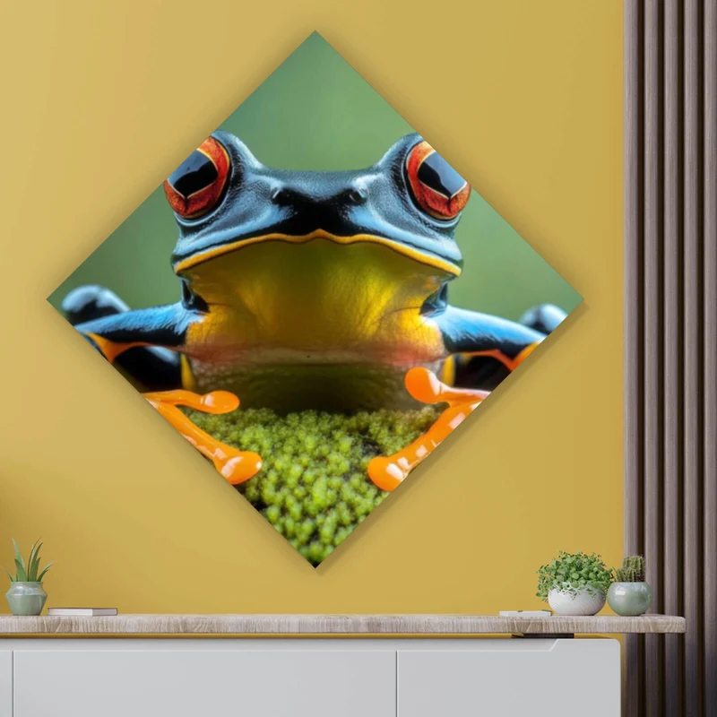 Spannrahmenbild Beeindruckender Frosch in der Natur Raute