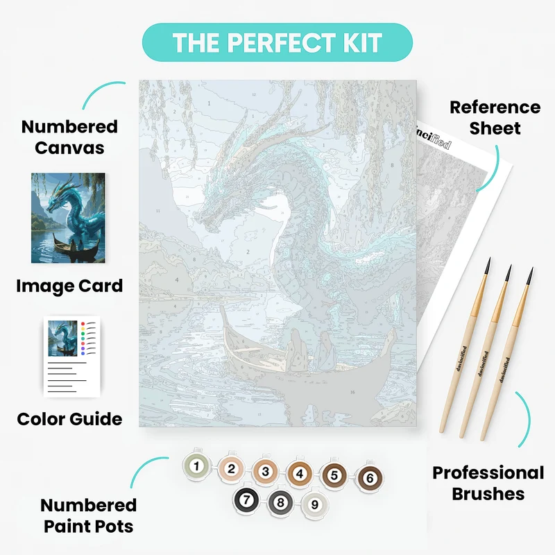 Azure Dragon of the Lake - Paint by Numbers Kit
