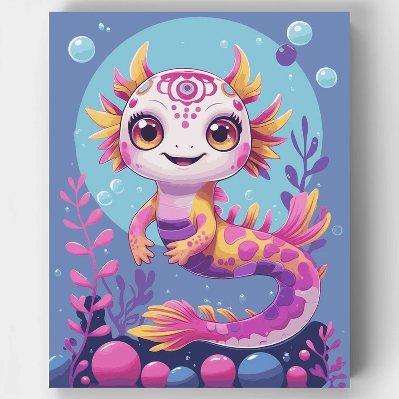 Cute Axolotl Mermaid - Paint by Numbers Kit