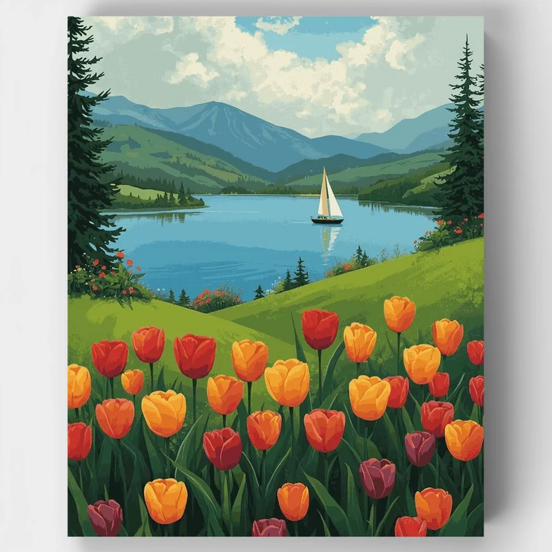"Spring Tulip Meadow" Paint by Numbers Kit