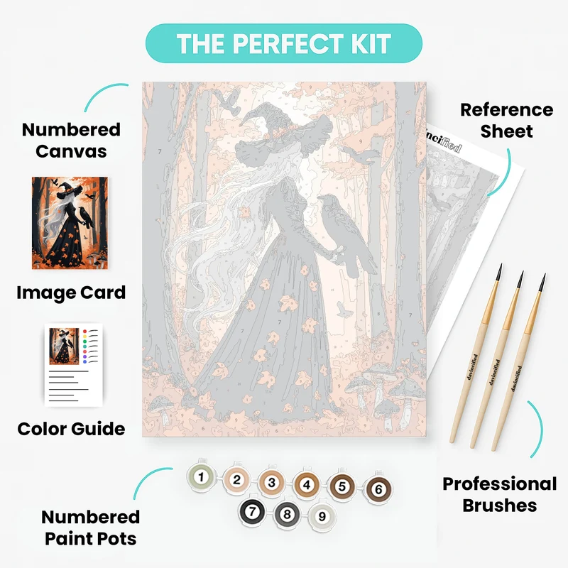 Autumn Witch with Ravens - Paint by Numbers Kit